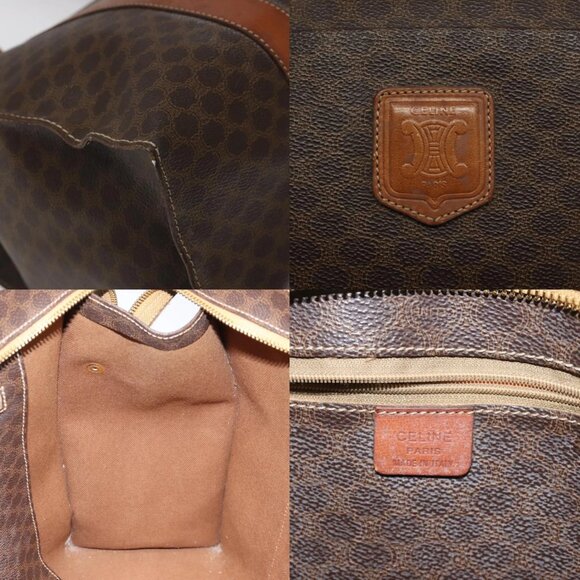 CELINE Macadam Canvas Tote Bag PVC Leather Brown Gold Auth bs24200 - Picture 12 of 14